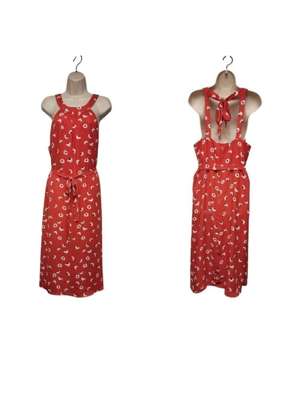 Three Pink Hearts Halter Dress Daisy Print Woman's Size XXL